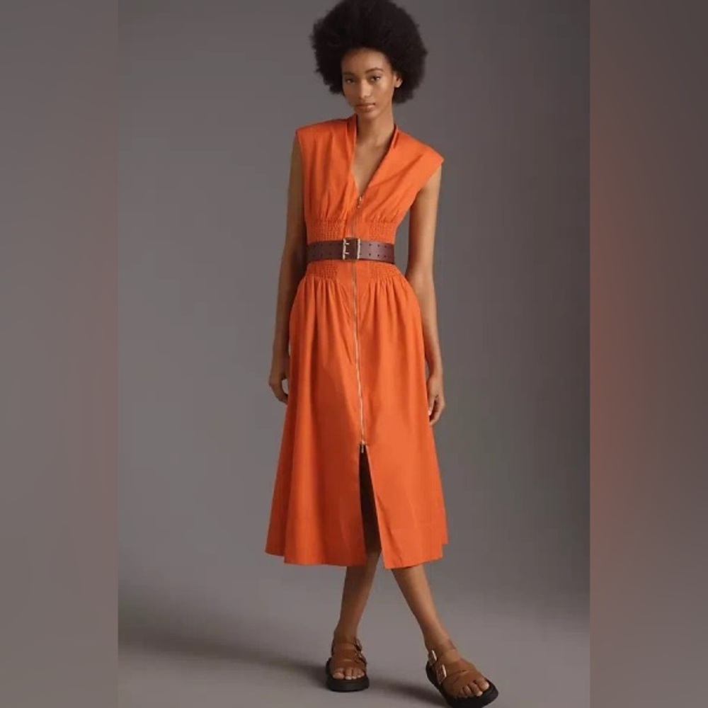 NWT Anthropologie The Tommie Zip-Front Midi Dress | Casual Chic Dress